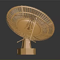Ornamental Golden Rotary Wheel Frame With Intricate Grid Design And Sturdy Base