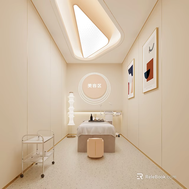 SPA Sauna Treatment Room With Modern Interior Soft Lighting And Decorative Art 3d model 