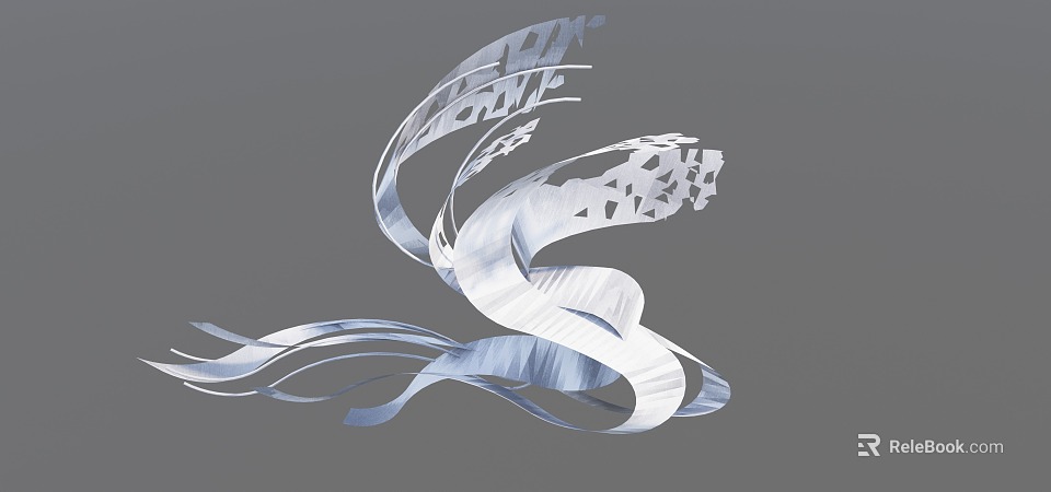 Modern Metal Sculpture with Flowing Lines and Abstract Hollowed Design Details 3d model 