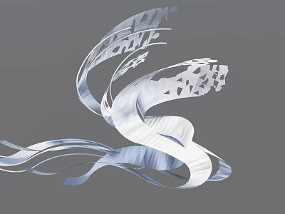 Modern Metal Sculpture with Flowing Lines and Abstract Hollowed Design Details 3d model
