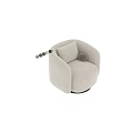 Modern Beige Velvet Single Chair With Round Armrests And Cushion Pillow