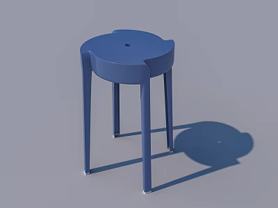Blue Modern Round Single Chair With Four Legged Minimalist Design Structure 3d model
