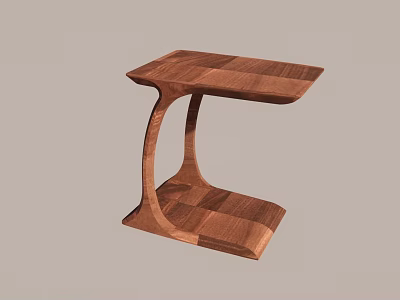 Modern Wooden Side Table With Curved Legs And Square Top Wooden Texture 3d model