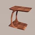 Modern Wooden Side Table With Curved Legs And Square Top Wooden Texture