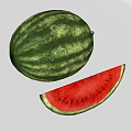 Fresh Whole Watermelon And Red Sliced Piece With Juicy Flesh On White Background
