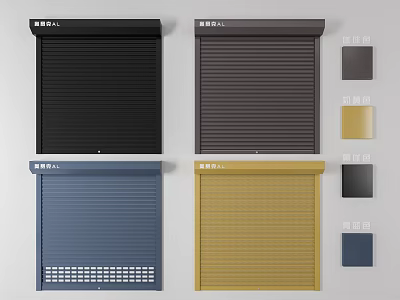 Metal Roller Shutters In Multiple Colors Including Black Dark Gray Blue And Gold 3d model