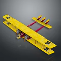 Vintage Yellow Biplane With Red Accents And Black Emblems On Double Wings