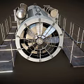 Industrial Machinery With Metal Structure Pipes Control Panel And Railing