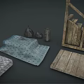Various Wood And Stone Materials Including Planks Slabs And Textured Panels For Construction
