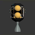 Futuristic Black Device With Golden Spheres Blue Windows Connecting Wires And Conical Base