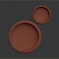 Household Items Two Different Sizes Red Round Plates With Smooth Surface