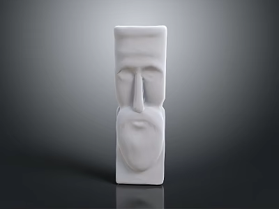 Smooth White Face Shaped Columnar Sculpture For Architectural Decoration 3d model