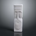 Smooth White Face Shaped Columnar Sculpture For Architectural Decoration 3d model