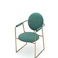 Modern Green Dining Chair With Gold Metal Frame And Velvet Upholstered Round Backrest