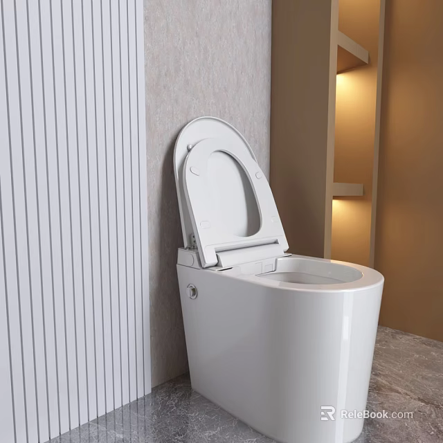 Modern White Smart Toilet With Open Lid And Ambient Wall Lighting 3d model 