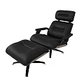 Black Leather Recliner Chair with Ottoman Modern Design and Comfortable Seating