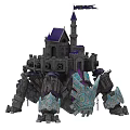 Game Movie Character Mechanical Castle With Purple Spires Flag And Dragon Head Decoration