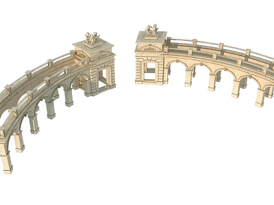 Classical Arch Bridge Model With Decorative Columns And Ornate Tops 3d model