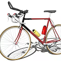 Road Bicycle With Red Frame Black Handlebars Seat White Rims And Water Bottle Cages