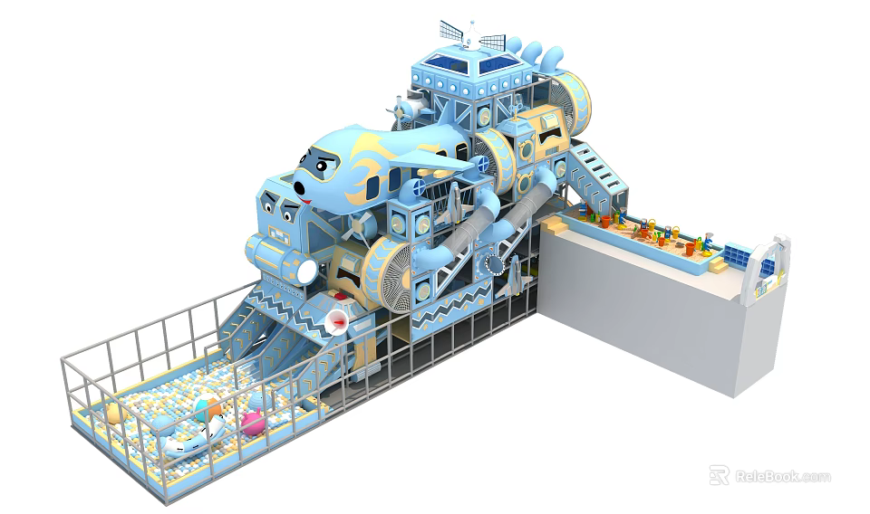 Shopping Mall Kids Play Store With Ocean Theme Slide And Interactive Play Areas 3d model 