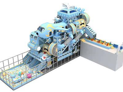 Shopping Mall Kids Play Store With Ocean Theme Slide And Interactive Play Areas 3d model