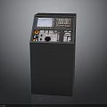 Black Industrial Control Console With Display Screen Control Buttons And Knob