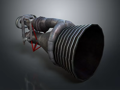 Rocket Engine Component For Spacecraft Propulsion With Metallic Pipes And Annular Structure 3d model