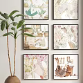Pastel Colored Decorative Wall Art Featuring Floral Animal and Human Themes for Home Decoration