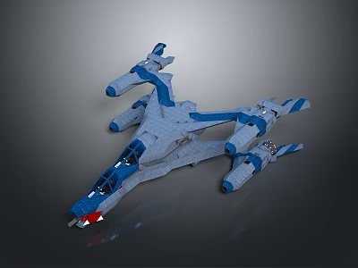 Sleek Sci Fi Spaceship Design With Blue Gray Exterior Multiple Thrusters And Cockpit 3d model