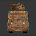 Rusty Vintage Military Vehicle With Armored Body And Roof Platform Structure