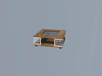 Wooden Dining Table With Glass Top And Carved Decorative Legs Design Style 3d model