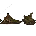 Rustic Wood And Stone Decorative Tree Stumps With Mossy Surfaces And Natural Texture