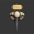 Astronaut In Spacesuit Holding Weapon Like Device On Gray Background With Reflective Ground