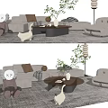Modern sofa coffee table combination 3d model