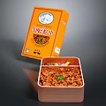 Sichuan Spicy Chicken In Orange Box And Open Lunch Container Topped With Herbs