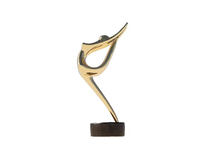 Golden Abstract Human Figure Sculpture With Black Base And Artistic Design 3d model