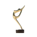 Golden Abstract Human Figure Sculpture With Black Base And Artistic Design
