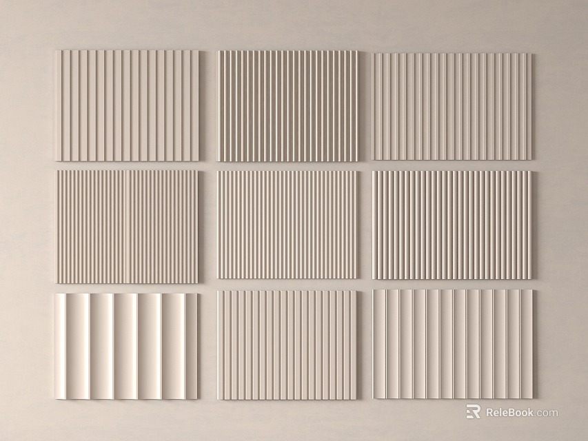 Multiple Textured Wall Panels With Different Patterns And Neutral Tones 3d model 