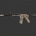 Modern Tactical Assault Rifle With Camouflage Pattern And Detailed Components