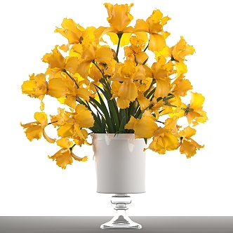 Modern Jewelry Ornaments Combination Yellow Iris Vase Color Flower 3d model