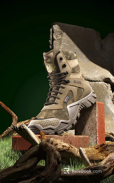Tactical Camouflage Military Boots With MARIT Brand Durable Sole And Outdoor Design 3d model 
