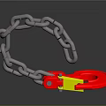 Durable Industrial Hardware Tools with Red Hook and Silver Chain for Lifting Applications