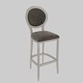Modern Bar Stools With White Metal Frame And Gray Fabric Upholstered Seats