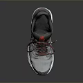 Gray Red Black Sports Sneakers With Red Laces Mesh Upper White Sole Comfortable Design