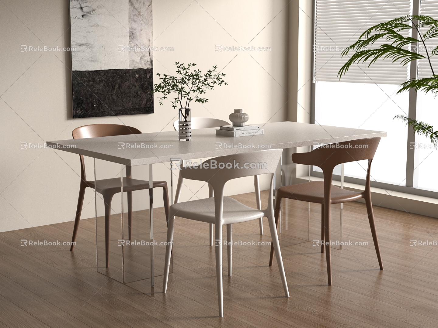 Modern Dining Table Chair Combination Dining Table Chair 3d model