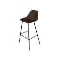 Modern Brown Leather Bar Stools With Sleek Black Metal Legs Design