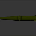 Green Military Missile Weapon Model With Pointed Nose And Cylindrical Body