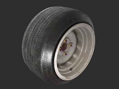 Black Automotive Tire With Silver Alloy Wheel And Tread Pattern Design 3d model