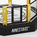 NINESTARS Octagon Fighting Cage With Black Frame Yellow Posts And White Mat Structure