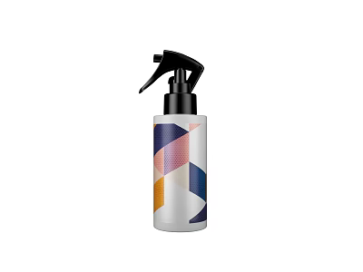 Bathroom Accessories Spray Bottle With Colorful Geometric Design And Black Nozzle 3d model